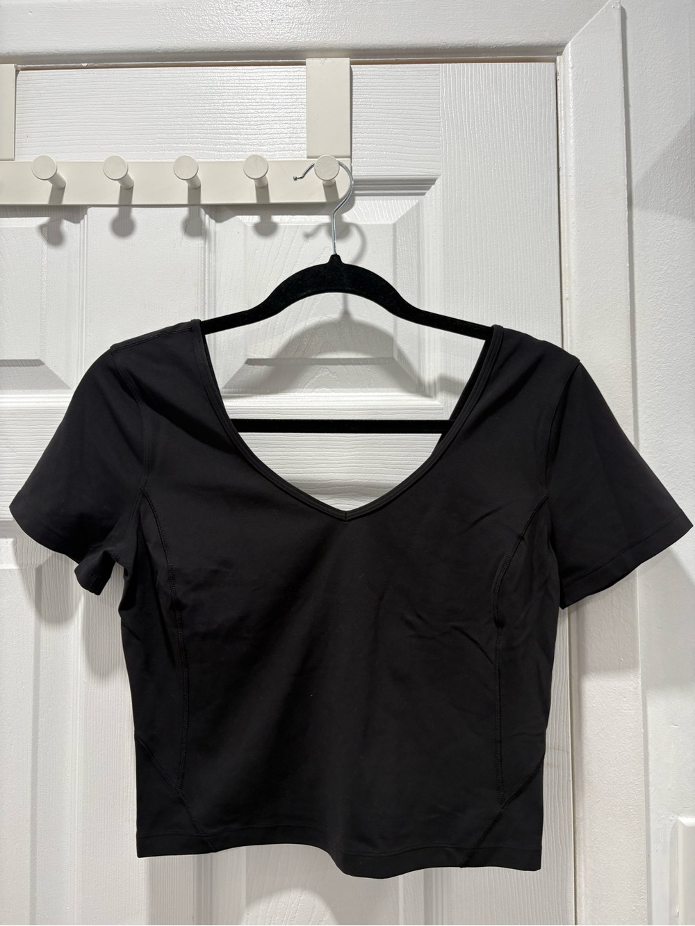 lululemon Black V-Neck Short Sleeve Crop Top